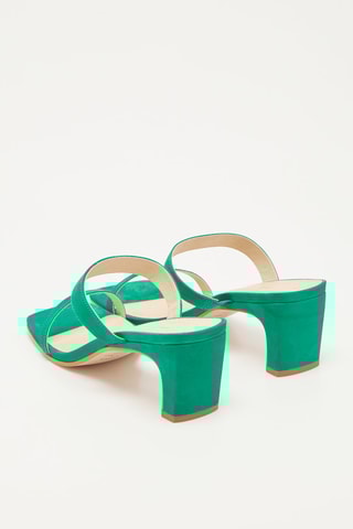 Mules à talons en cuir de veau velours Kiara - Vert