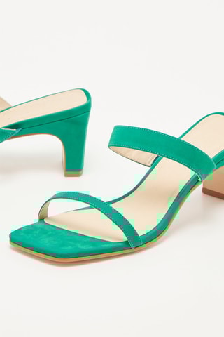 Mules à talons en cuir de veau velours Kiara - Vert