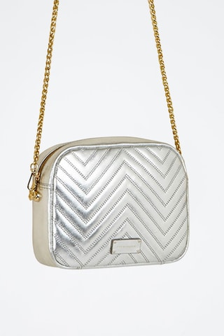 Mala a tiracolo em couro Shiba Prateado