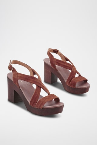 Sandales à talons en nubuck Vikia - Marron