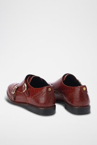 Derbies com fivela em couro envernizado em couro Vivalie - Castanho