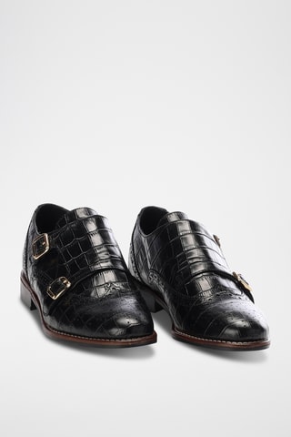 Derbies com fivela em couro envernizado em couro Vivalie - Preto