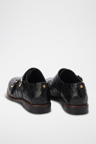 Derbies com fivela em couro envernizado em couro Vivalie - Preto