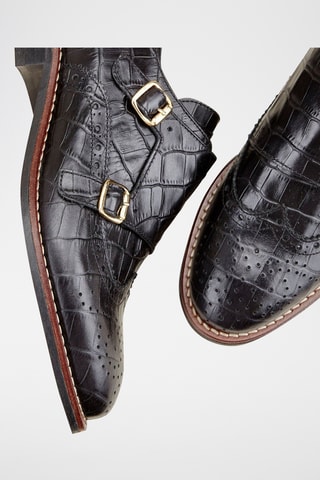 Derbies com fivela em couro envernizado em couro Vivalie - Preto