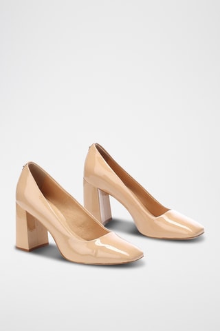 Sapatos de salto em couro envernizado Zaria - Nude