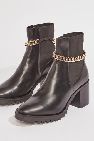 Botins Chelsea em couro Zephora - Preto