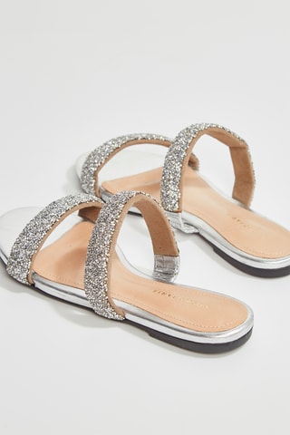 Mules de couro Abbyni - Prateado