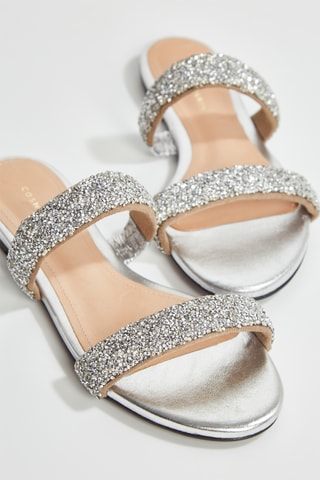 Mules de couro Abbyni - Prateado