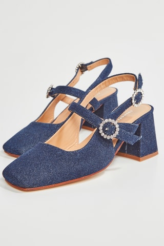 Sandálias em ganga de salto Dinane - Azul