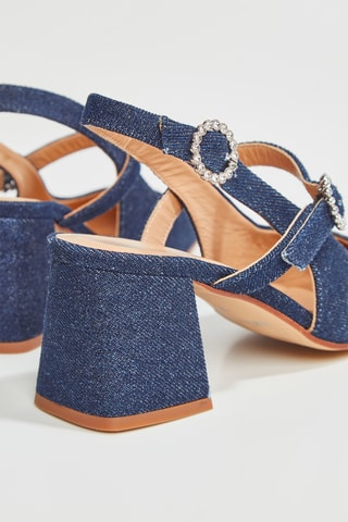 Sandálias em ganga de salto Dinane - Azul