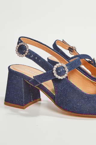 Sandálias em ganga de salto Dinane - Azul
