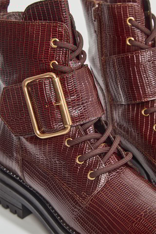 Botins em couro Fabina - Castanho