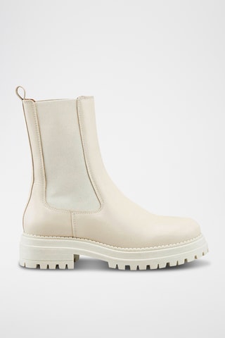 Botins Chelsea em couro Felici - Creme