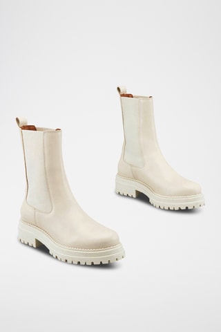 Botins Chelsea em couro Felici - Creme