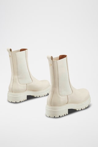 Botins Chelsea em couro Felici - Creme