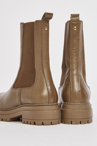 Botins Chelsea em couro Felici - Caqui