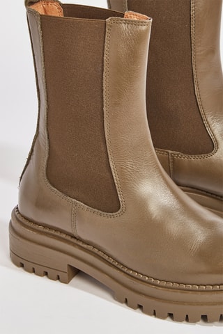 Botins Chelsea em couro Felici - Caqui