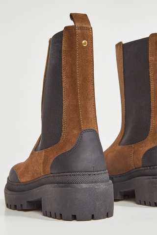 Botins Chelsea em couro Fioro - Caqui