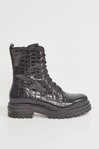 Botins em couro Flor - Preto