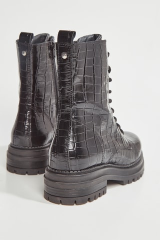 Botins em couro Flor - Preto