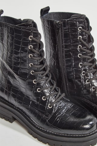 Botins em couro Flor - Preto