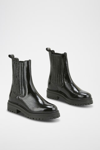 Botins em couro envernizado Freja - Preto