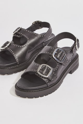 Sandálias com plataforma em couro Haliza - Preto