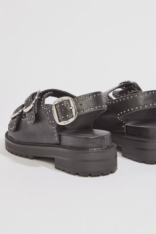 Sandálias com plataforma em couro Haliza - Preto