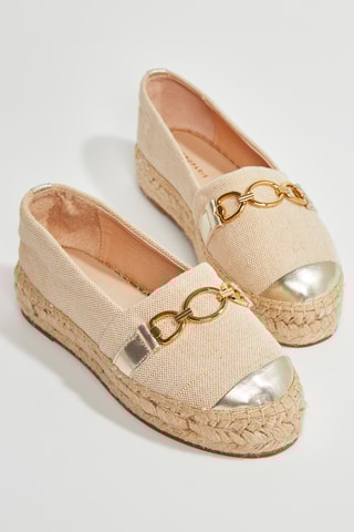 Alpargatas com plataforma em couro Henily - Bege