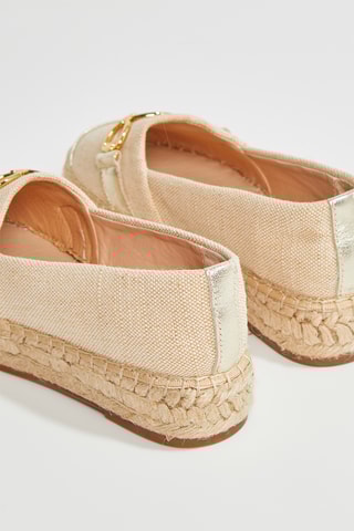 Alpargatas com plataforma em couro Henily - Bege