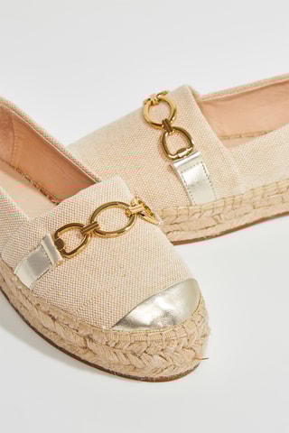 Alpargatas com plataforma em couro Henily - Bege