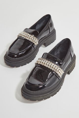 Mocassins com plataforma em couro envernizado Henri - Preto