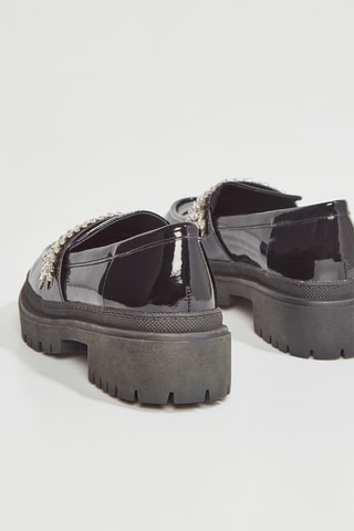 Mocassins com plataforma em couro envernizado Henri - Preto