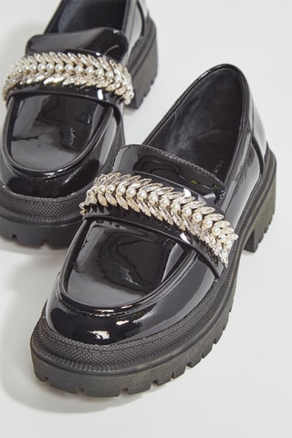 Mocassins com plataforma em couro envernizado Henri - Preto