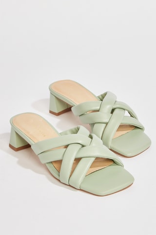 Mules à talons en cuir de chèvre Humi - Vert
