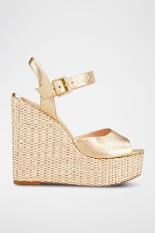 Sandálias com cunha em couro Jamea2 - Dourado