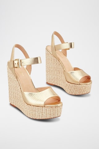 Sandálias com cunha em couro Jamea2 - Dourado