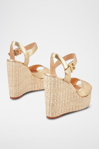 Sandálias com cunha em couro Jamea2 - Dourado