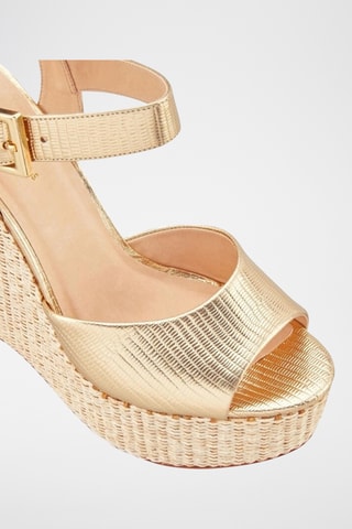 Sandálias com cunha em couro Jamea2 - Dourado