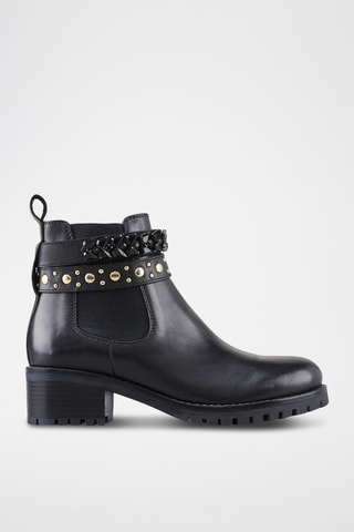 Botins em couro Kamila - Preto