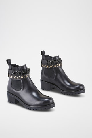 Botins em couro Kamila - Preto
