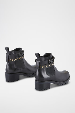 Botins em couro Kamila - Preto