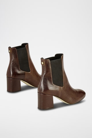 Botins Chelsea em couro Lacado - Castanho