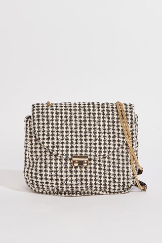 Mala de ombro em tweed Omane2 - Preto