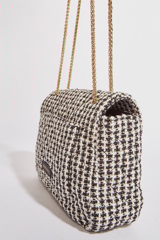 Mala de ombro em tweed Omane2 - Preto