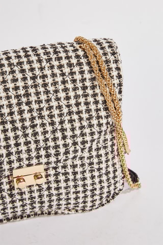 Mala de ombro em tweed Omane2 - Preto