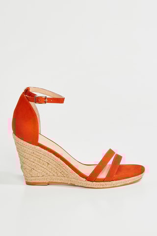 Sandálias com cunha em nobuck Olia - Conhaque