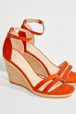 Sandálias com cunha em nobuck Olia - Conhaque