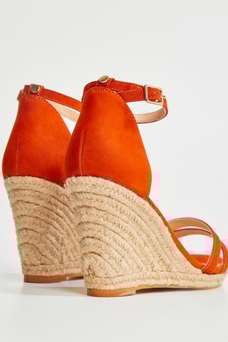 Sandálias com cunha em nobuck Olia - Conhaque