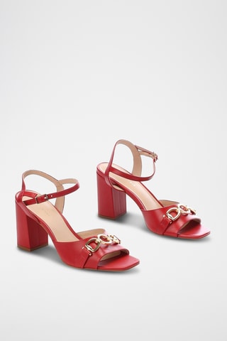 Sandálias de salto em couro Riona - Vermelho